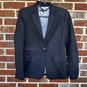 Brooks Brothers 346 Women's Black Wool Blazer Jacket Size 4 Button Front